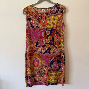Trina Turk Pattern Print Scoop Neck Sleeveless Jersey Knit Mini Sheath Dress